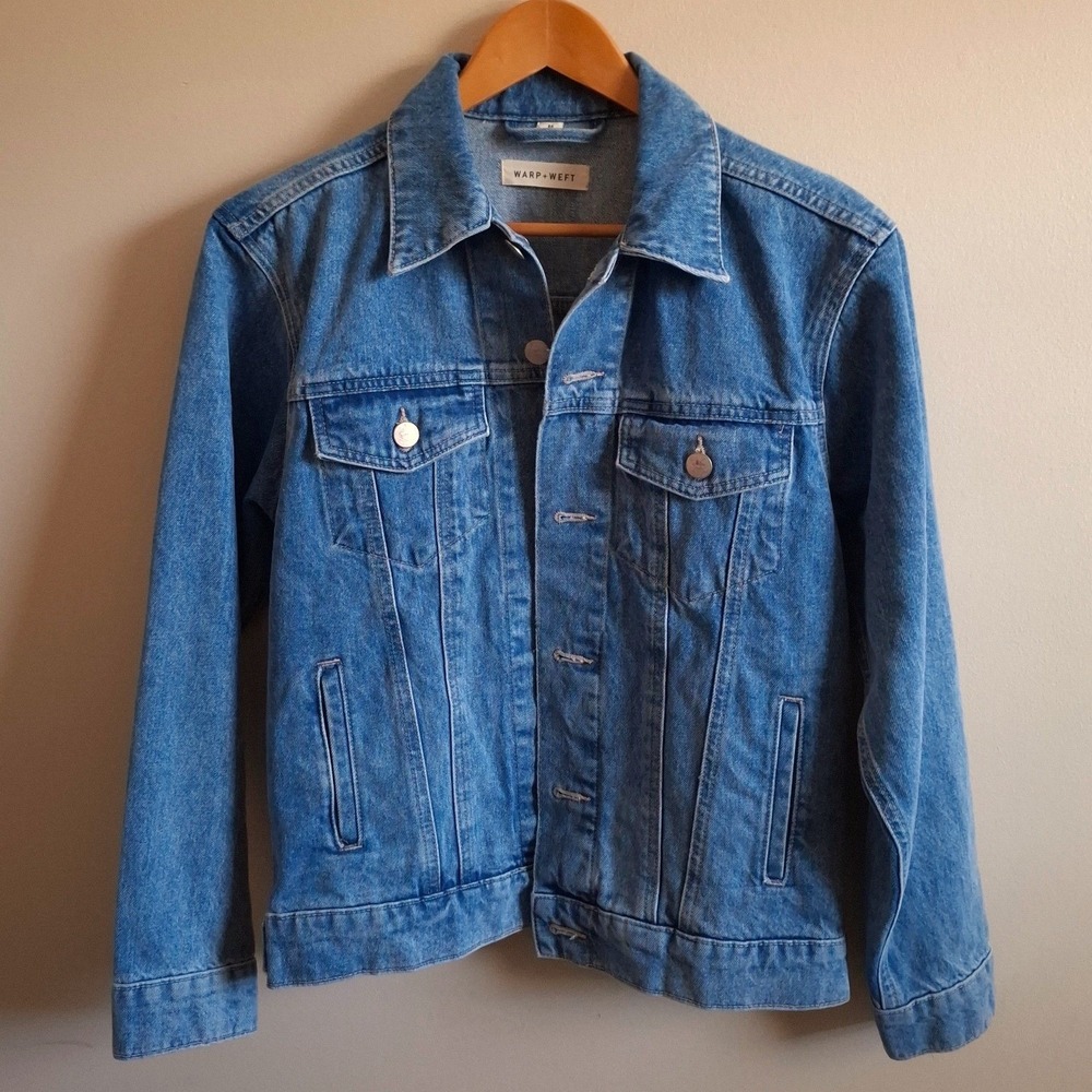 Warp + Weft 90s Vibe Denim Jean Jacket Indie Clean Girl Streetwear Med Wash M